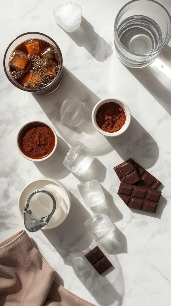 INGREDIENTS YOU NEED you need to make Chocolate Iced Coffee for Hot Days