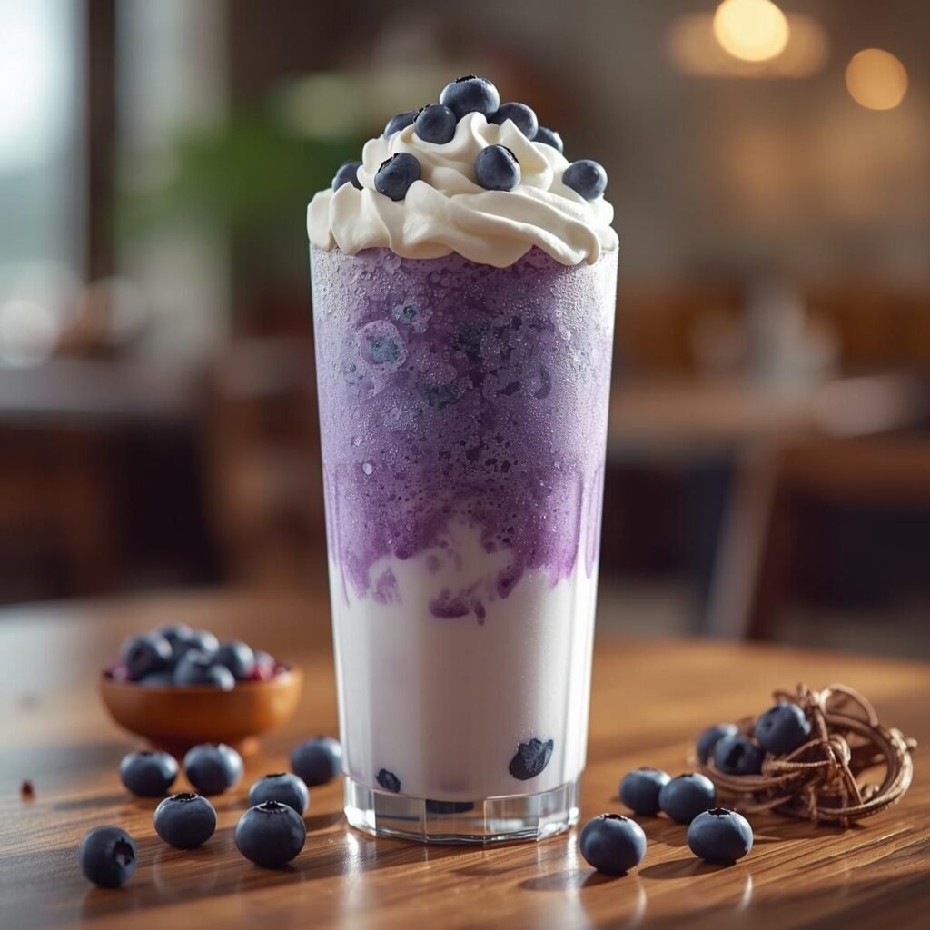 Copycat Blueberry Cloud Frappe Recipe with Whipped Cream Delight