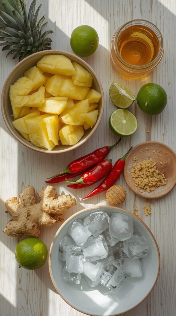 Ingredients You’ll Need to make Tropical Spicy Pineapple Lime Fizz
