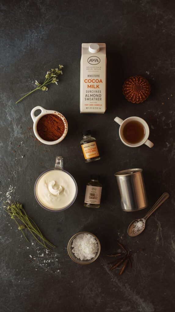 Ingredients for Salted Caramel Hot Chocolate