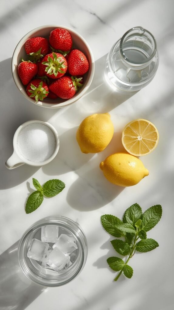 Ingredients for Pretty Pink Loaded Strawberry Lemonade