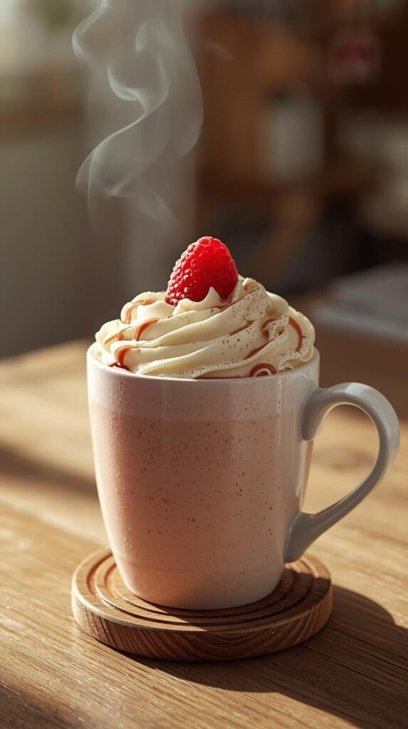 Making the Hot White Chocolate Raspberry Latte