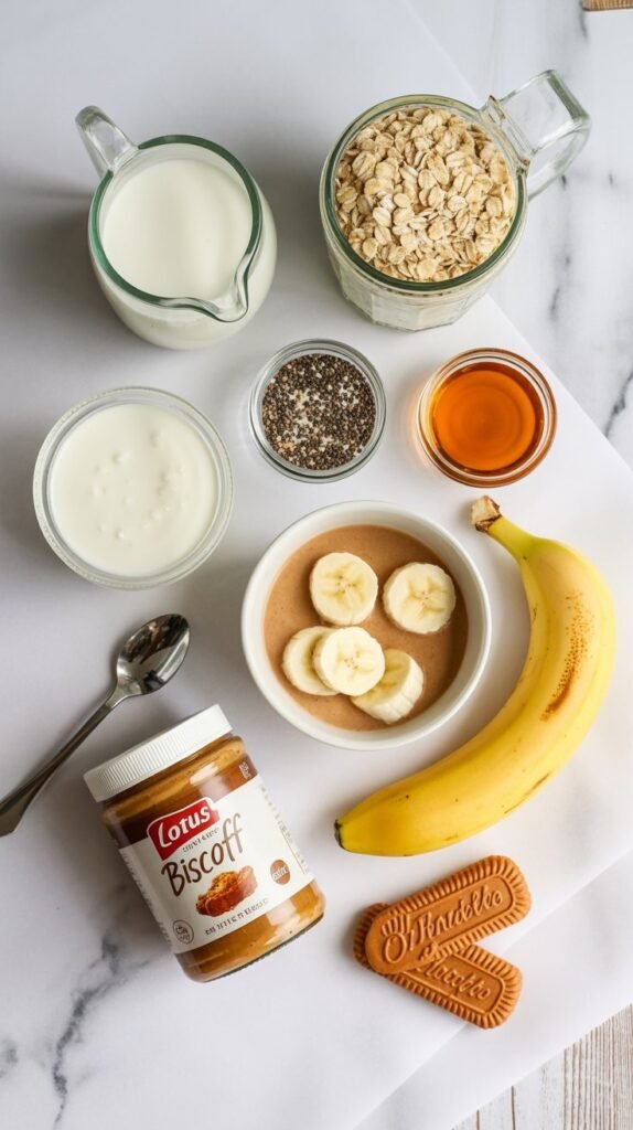 Ingredients You Need to make Banana Biscoff Overnight Oats Recipe (Easy & Creamy)